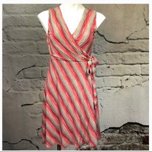 Francesca’s Alya Kaya dress striped faux wrap